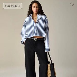 J. Crew etienne cropped button up shirt in striped cotton - XS - Retail $98 NWT